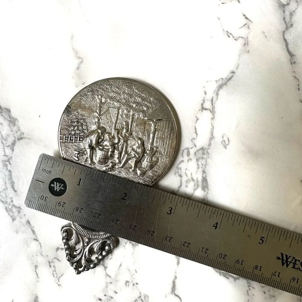 Hans Jensen repousse silver plated hand mirror